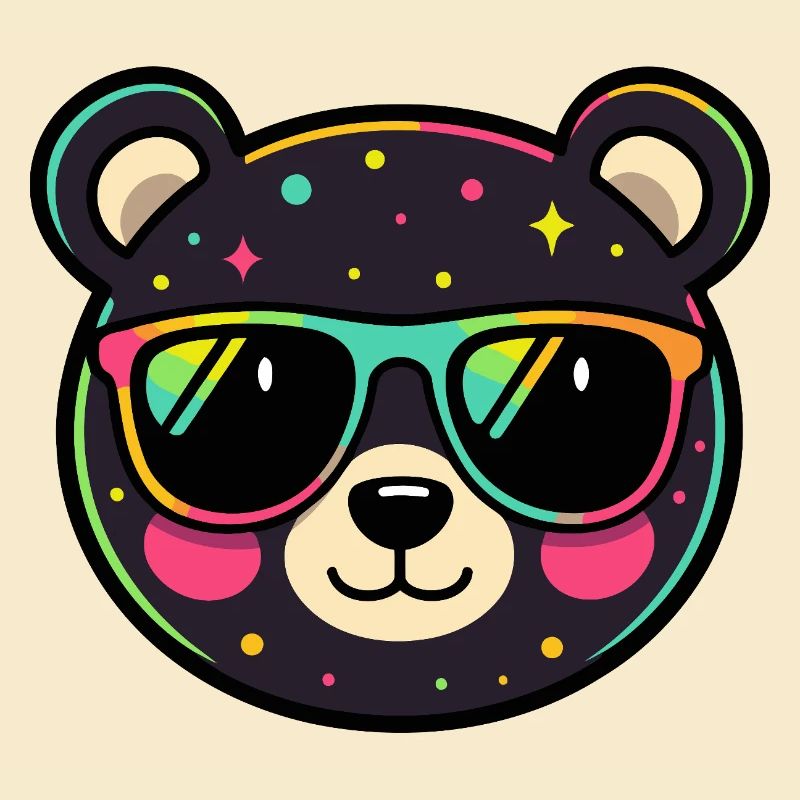 Panda néon polychrome avec lunettes
