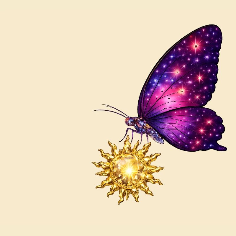 Soleil doré et papillon de l’espace.