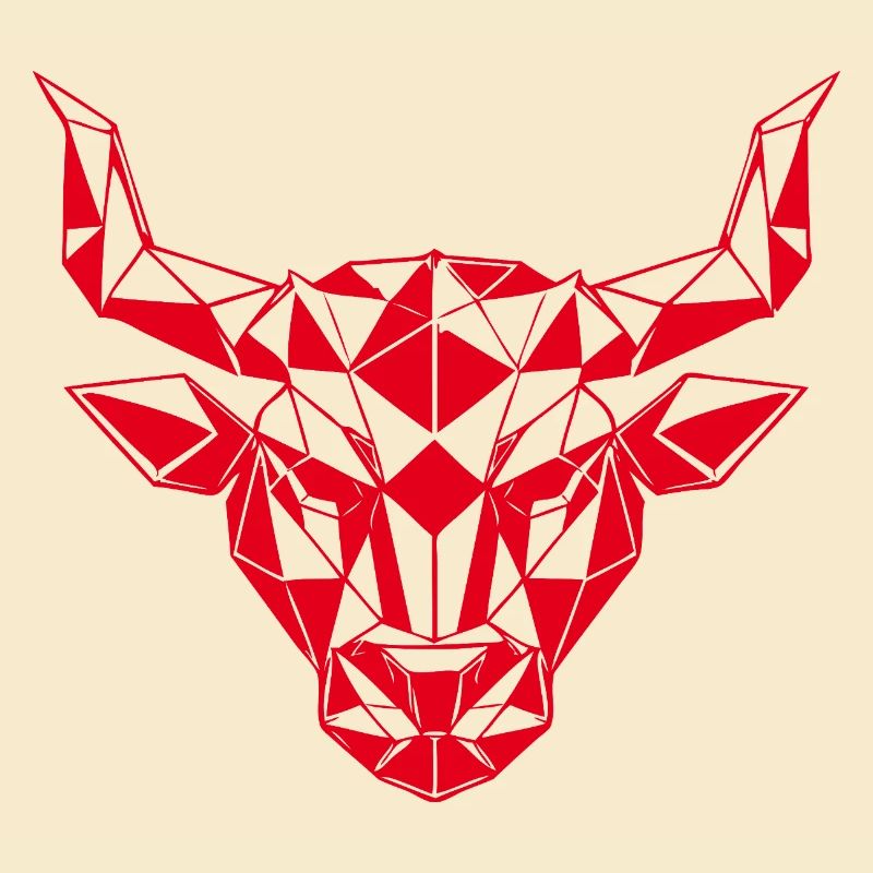 Roter Low-Poly Stierkopf