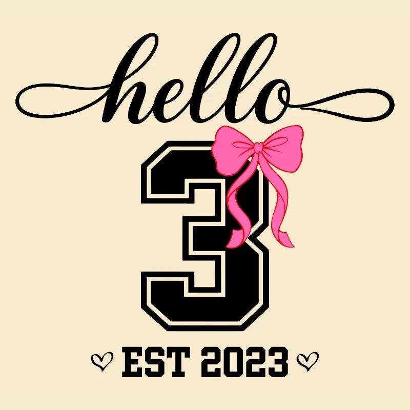 Hello 3 Est 2023 Mädchen Geburtstag Design