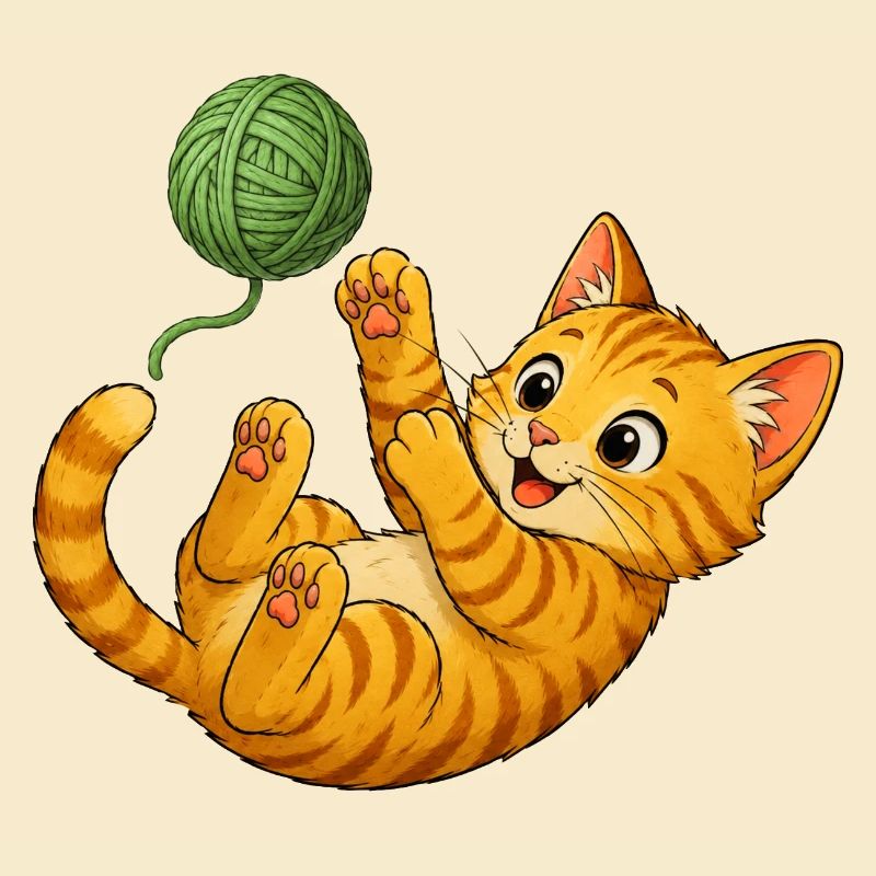 Kitten playing with wool