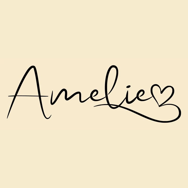 Amelie calligraphy last name first name with heart