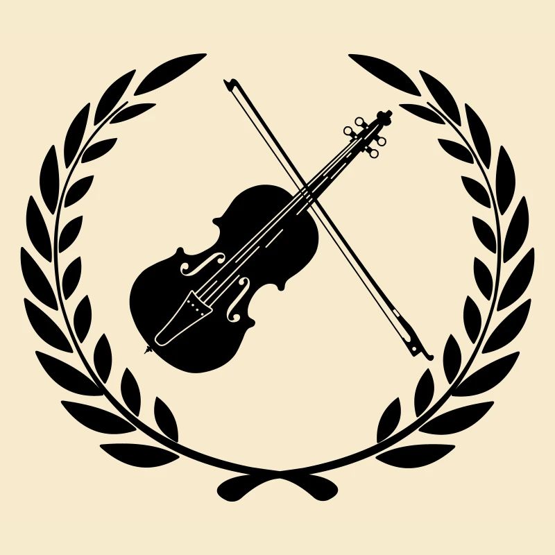 Logo de violon pour couronne de laurier