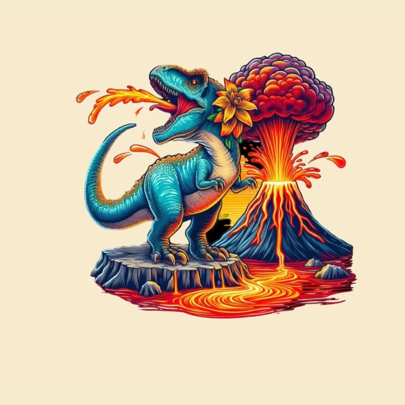 Éruption du volcan Dino avec fleur