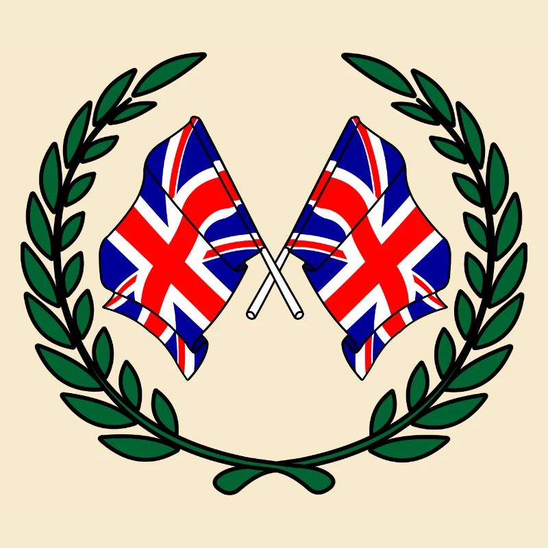 Drapeaux Angleterre en couronne de laurier