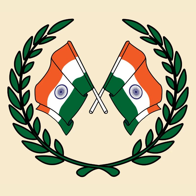 Drapeaux Inde en couronne de laurier