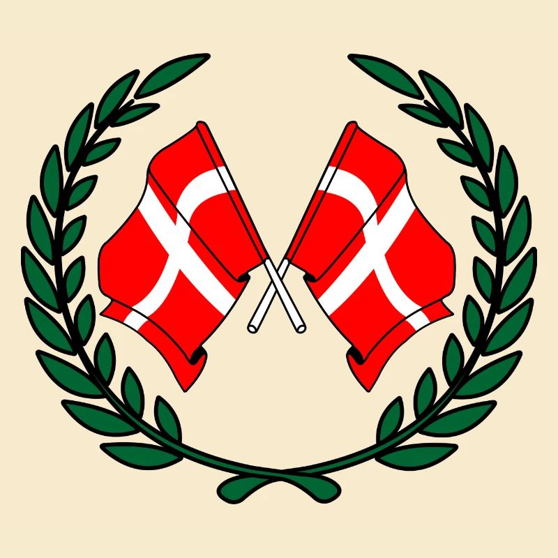 Drapeaux du Danemark en couronne de laurier