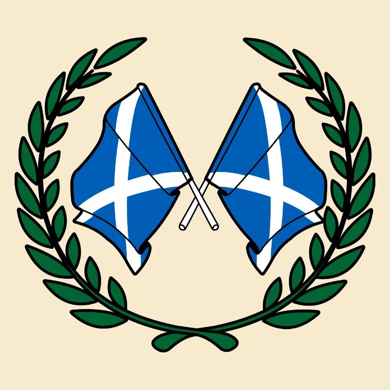 Drapeaux Ecosse en couronne de laurier