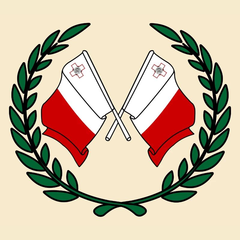 Flaggen Malta im Lorbeerkranz