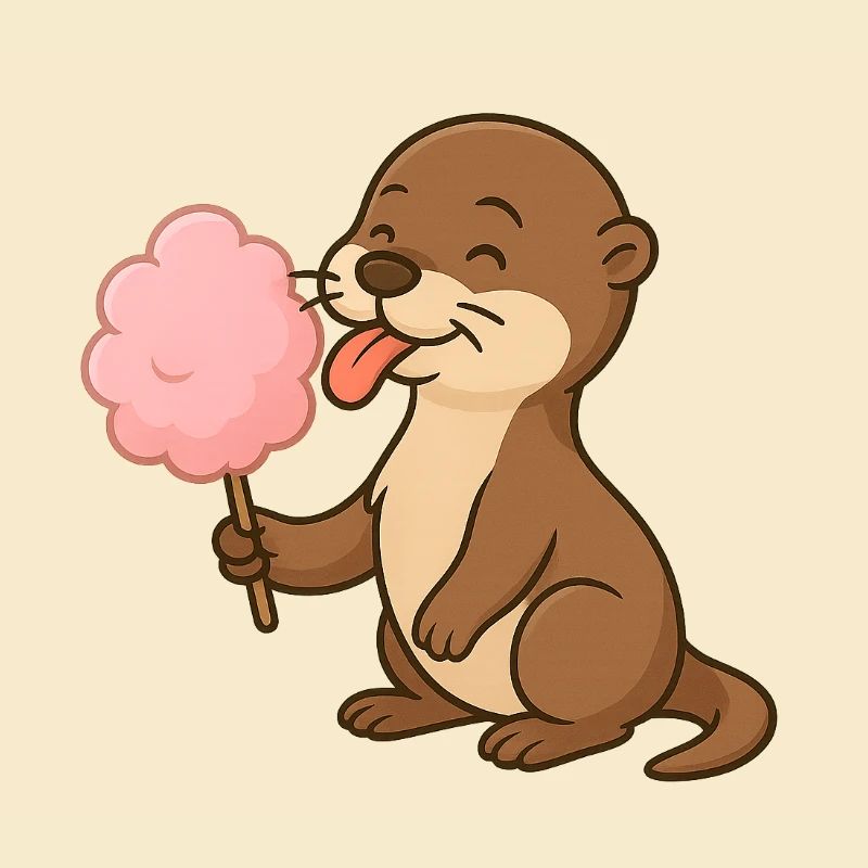Cute otter with cotton candy