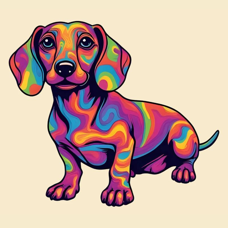 Teckel psychédélique Explosion de couleurs Pop Art