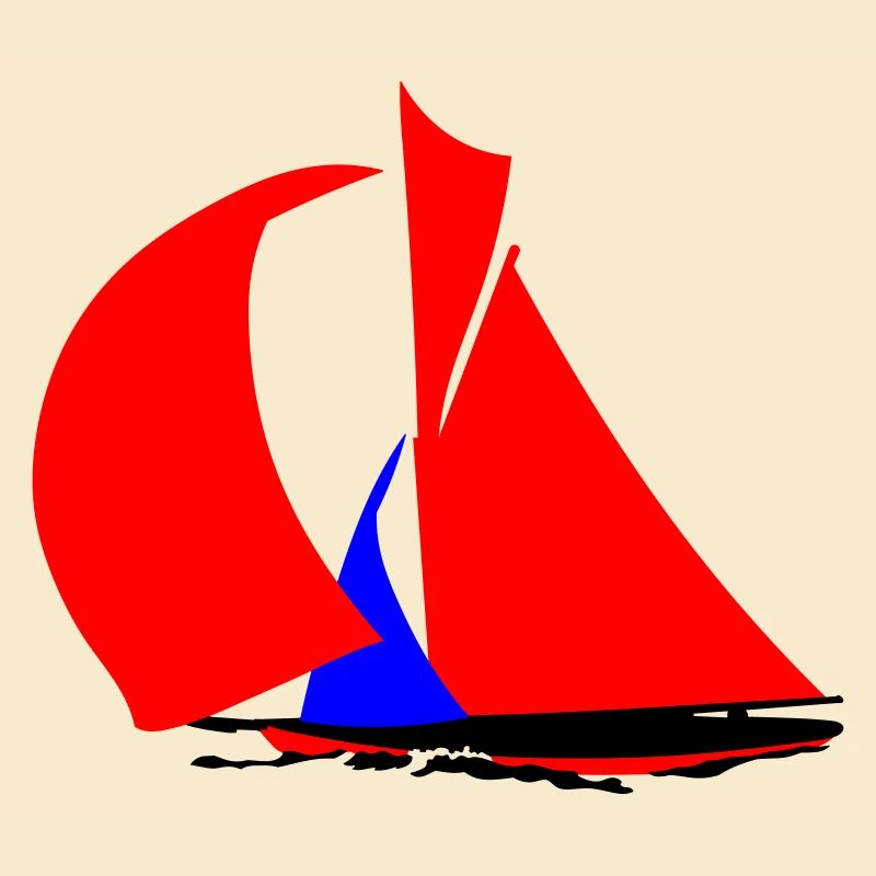 Roter Segelboot Silhouette