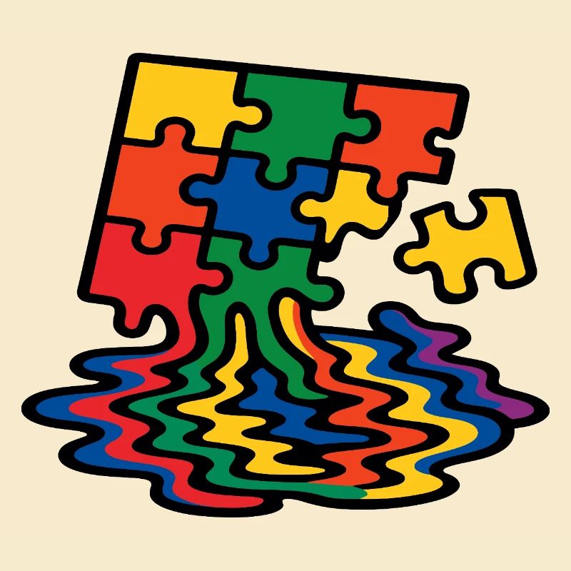 Regenbogen Puzzle Baum Splash