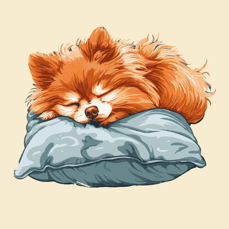 Spitz endormi sur un oreiller