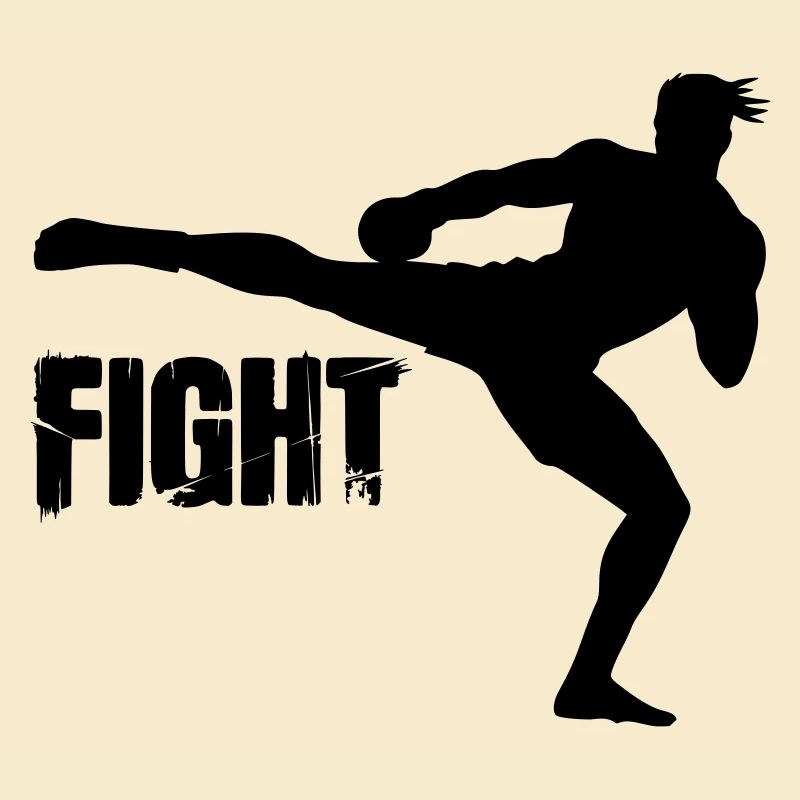 Kickboxer silhouette with text fight