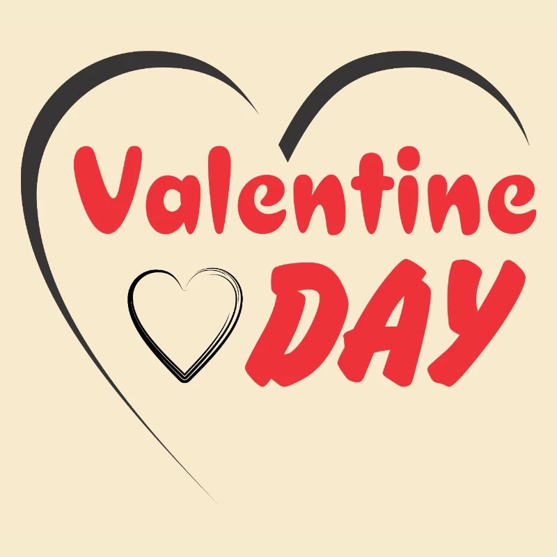 Valentine Day Heart Script Print