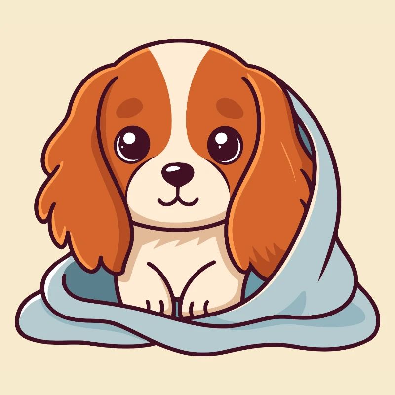Soft puppy under plaid