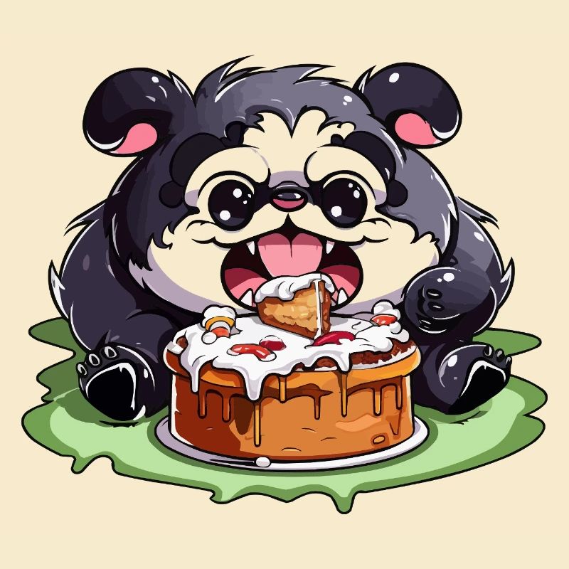 Pug mit Kuchen Cartoon