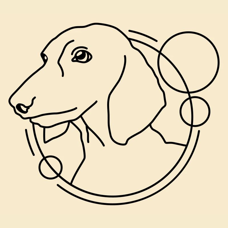 Dackel in geometrischer Form - Line-Art-Design