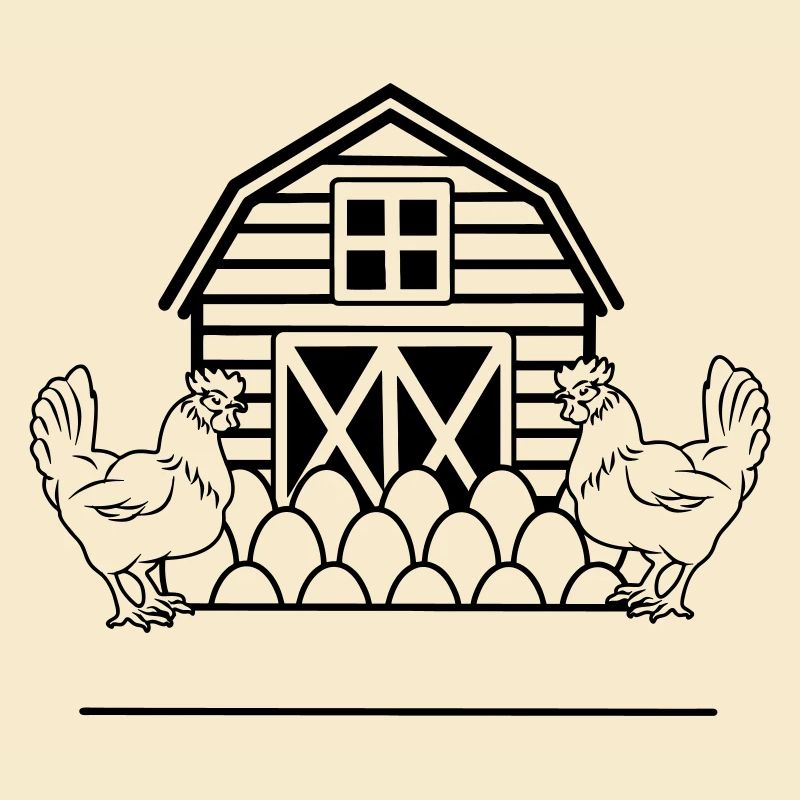 Monogramme d’élevage de poulets avec deux poulets