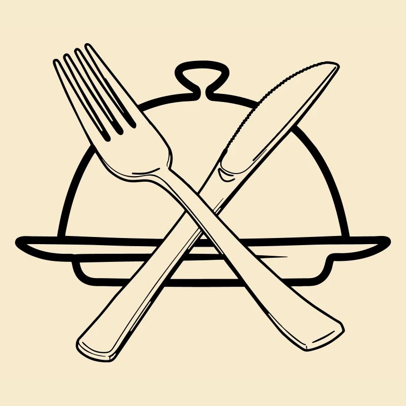 Transparent bowl with knife and fork