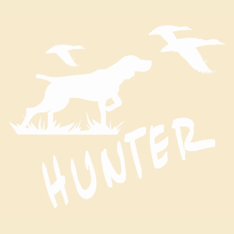 Hunter Schriftzug Jäger Waidmann Symbol mit Hund