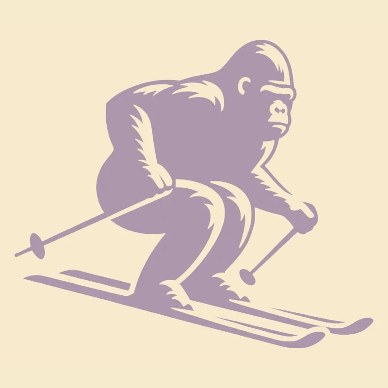 Singe Gorille Chimpanzé Ski Silhouette Design