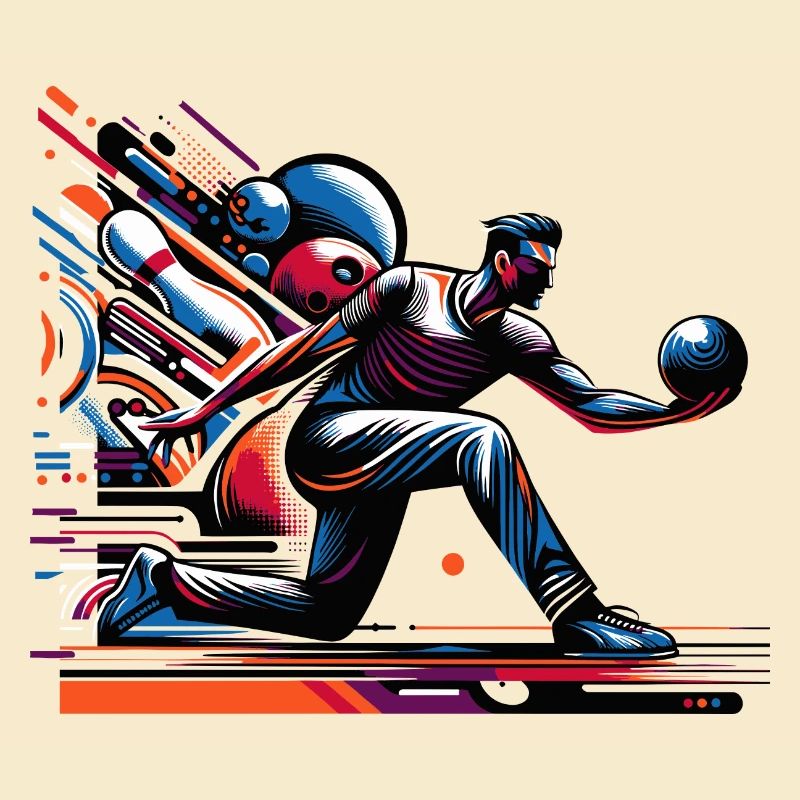 Dynamischer, farbenfroher Bowler in Aktion