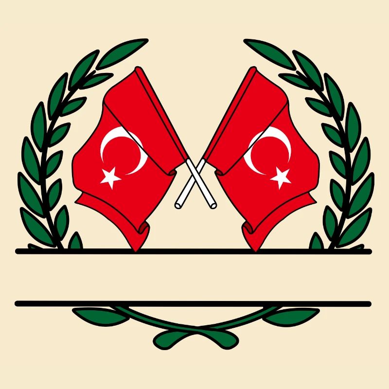 Turkey flags laurel wreath banner