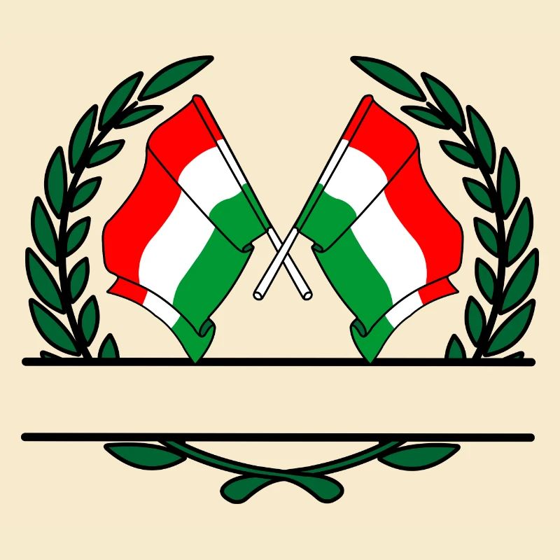 Flags Hungary laurel wreath banner