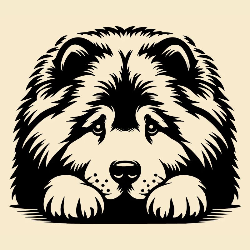 Tête de Chow Chow avec pattes