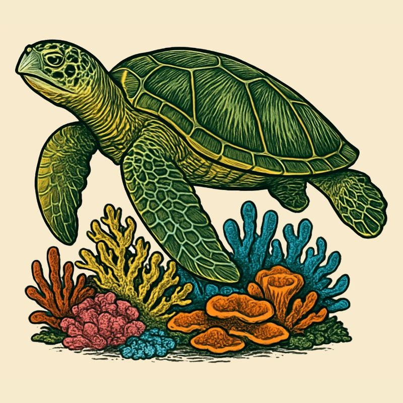 Conception de plongeur de tortue de mer verte