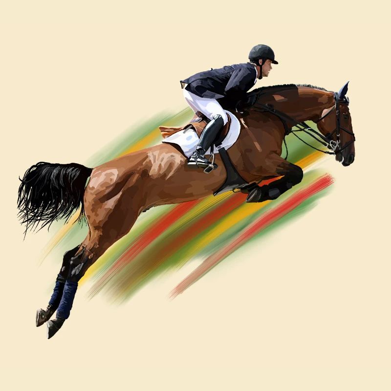 Cavalier de saut d'obstacles dynamique au galop