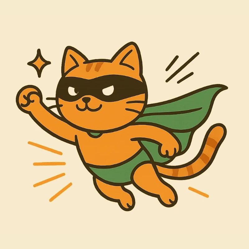Chat Superhéros Orange Cape