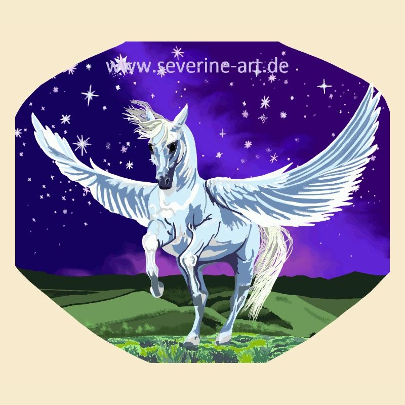 Pégase blanc la nuit devant un ciel étoilé
