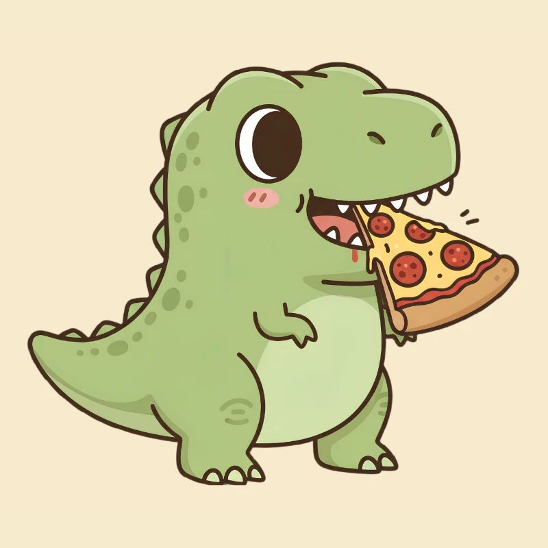 T-Rex mange une pizza