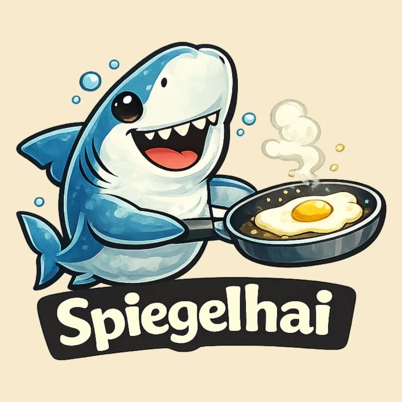 Mirror shark shark with fried egg funny pun