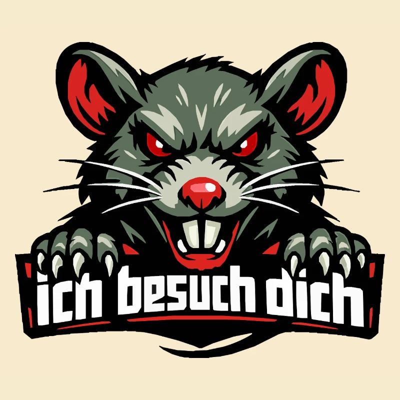 Fiese Ratte mit bösem Spruch "Ich besuch dich"