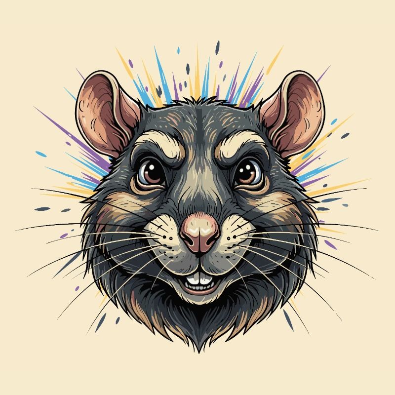 Tête de rat colorée avec éruption colorée