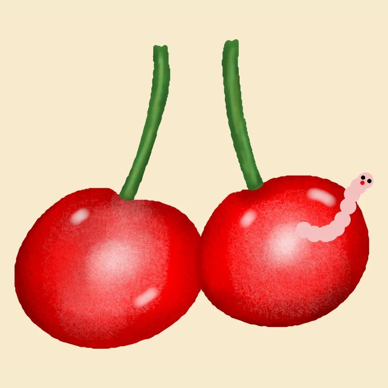 Cherries Cartoon Worm Fruit Cherry
