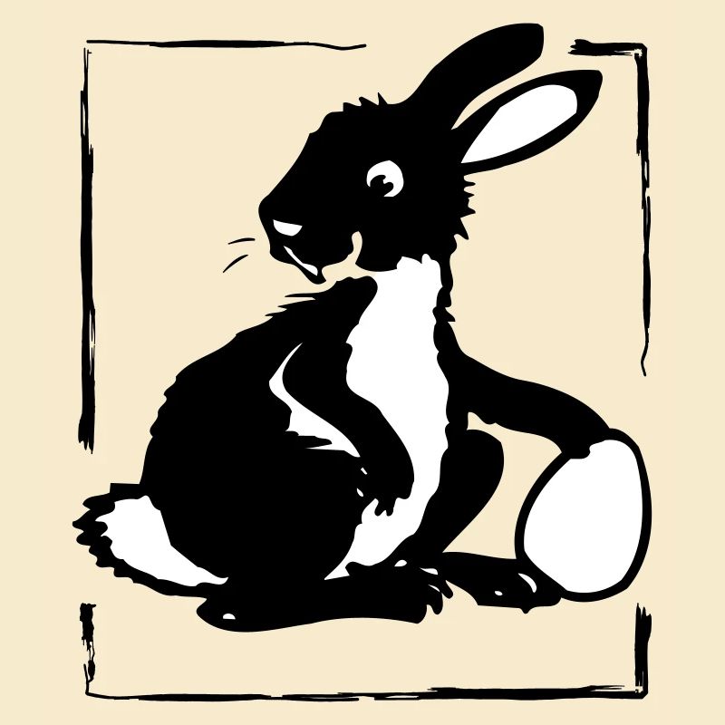 Bunny with Egg in a Frame | Vectorgraphic