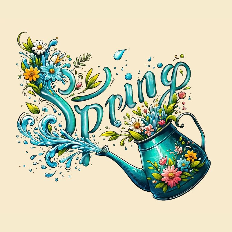 Spring Watering Can Let It Grow Spring Flowers