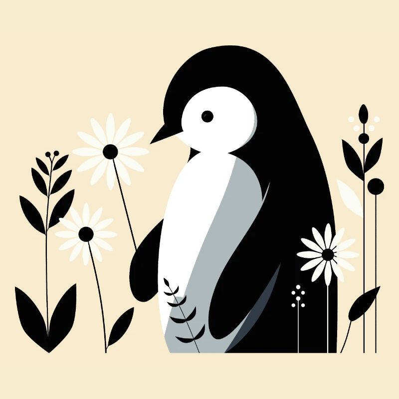 Penguin with flowers