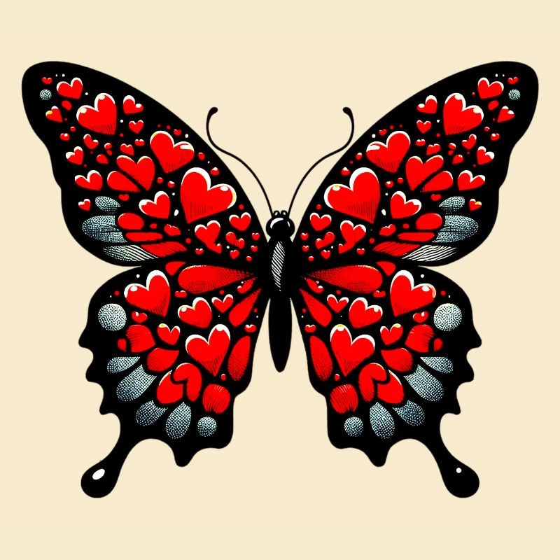 Papillon avec des cœurs