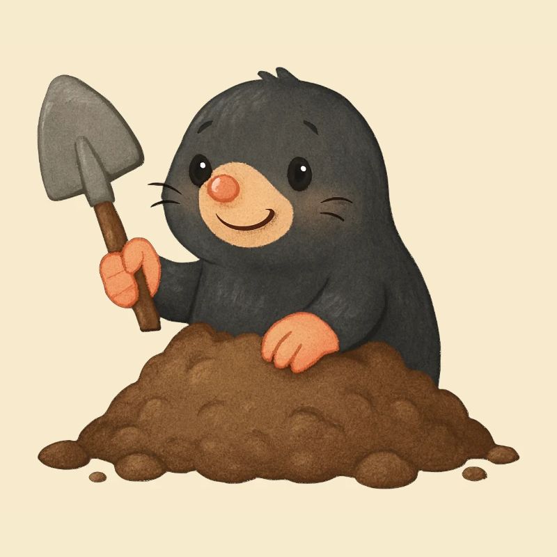 Cute mole with shovel