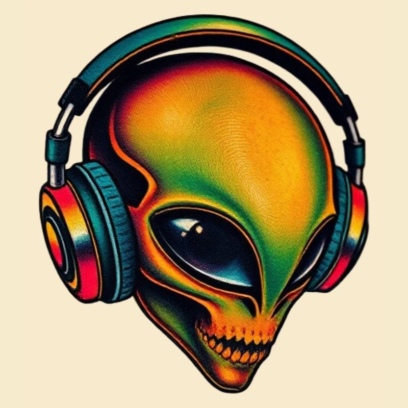 Tête d’extraterrestre multicolore