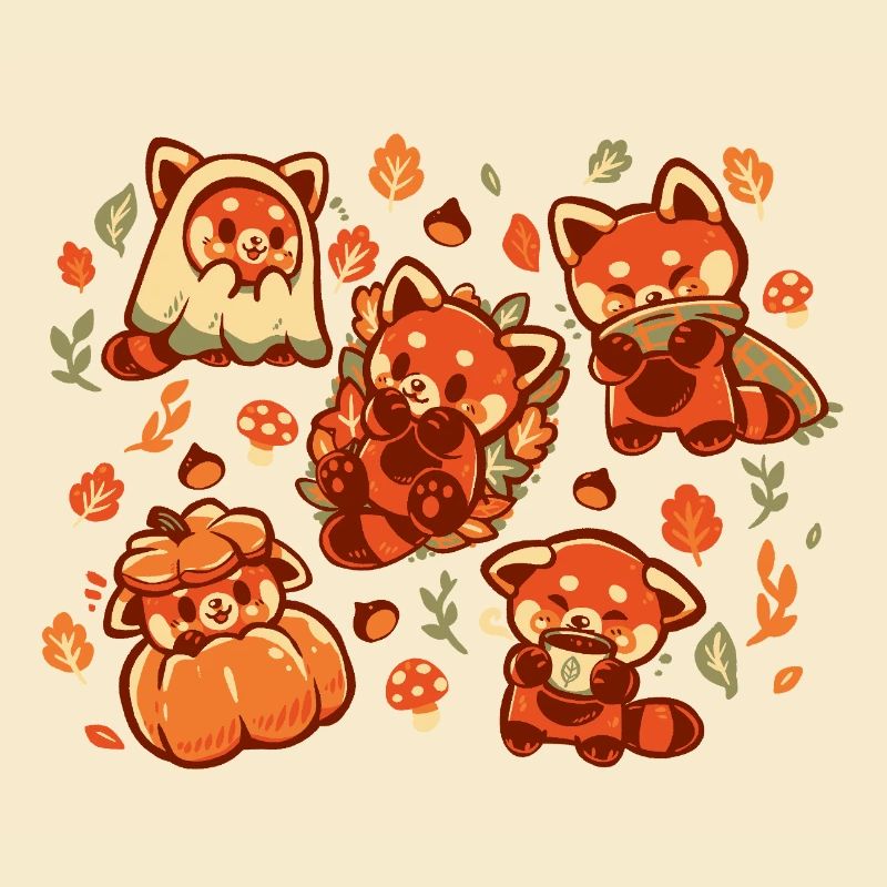 Roter Panda Herbstzeit