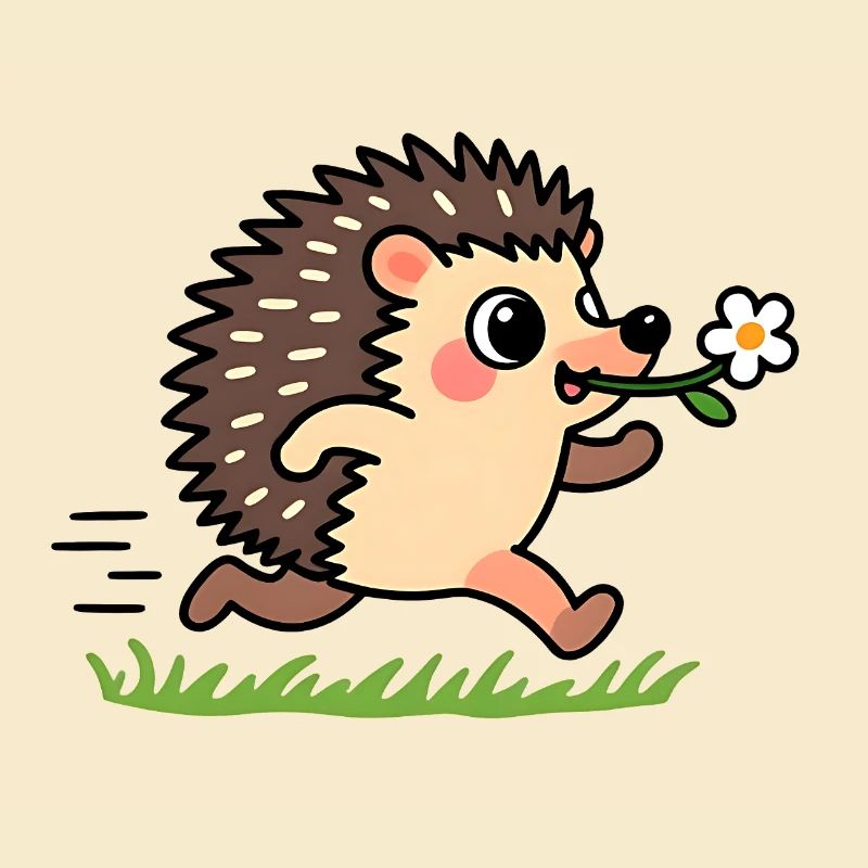 Hérisson avec une fleur