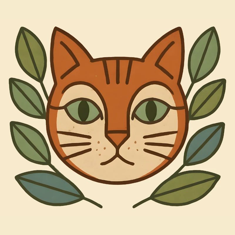 Cat portrait in a leaf wreath
