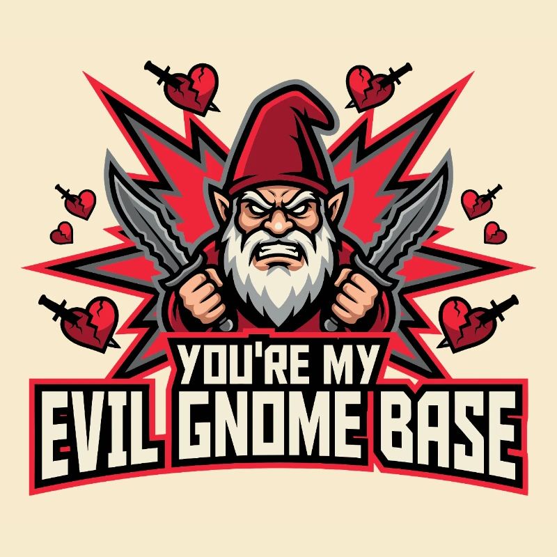 Evil Gnome, Dark Gnome, Goth Gnome, Funny Gnome